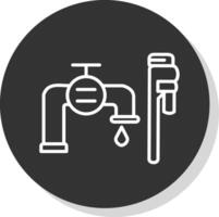 Plumbing installation Line Shadow Circle Icon Design vector