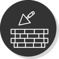 Brick Wall Line Shadow Circle Icon Design vector