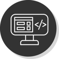 programa codificación línea sombra circulo icono diseño vector