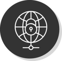 seguridad mundo línea sombra circulo icono diseño vector