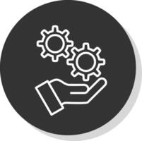 Money Work Hand Line Shadow Circle Icon Design vector