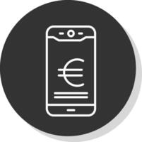 Euro Mobile Pay Line Shadow Circle Icon Design vector