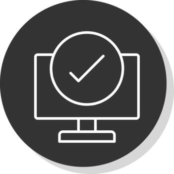 computadora cheque línea sombra circulo icono diseño vector