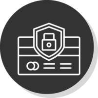 crédito tarjeta seguridad línea sombra circulo icono diseño vector