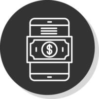 Mobile Payment Line Shadow Circle Icon Design vector