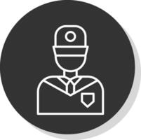 Security Guard Line Shadow Circle Icon Design vector