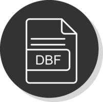 dbf archivo formato línea sombra circulo icono diseño vector