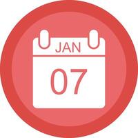 January Line Shadow Circle Icon Design vector