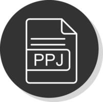 ppj archivo formato línea sombra circulo icono diseño vector