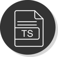 TS File Format Line Shadow Circle Icon Design vector