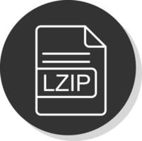 LZIP File Format Line Shadow Circle Icon Design vector