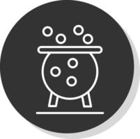 Cauldron Line Shadow Circle Icon Design vector