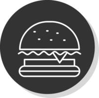 hamburguesa rápido comida línea sombra circulo icono diseño vector