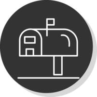 Mailbox Line Shadow Circle Icon Design vector