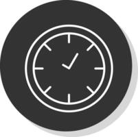 reloj línea sombra circulo icono diseño vector