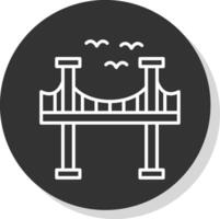 puente línea sombra circulo icono diseño vector