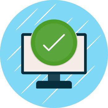 computadora cheque plano circulo icono diseño vector