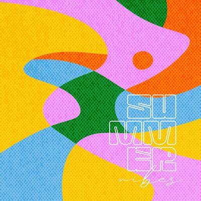 Summer bright square template for poster, card, cover, label, banner in modern minimalist style with overlay effect. Textured simple summer design with trendy vintage paper texture.