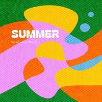 Flowing forms concept of summer bright and juicy square card. Retro geometric abstract art design with liquid shapes with overlay effect. Textured Templates for ads, banner, cover, label vector