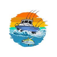 Tuna Fishing Boat Illustration Logo vector