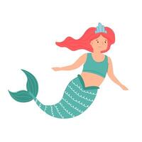 An illustration of a cute doodle mermaid princess. Isolated on white. vector