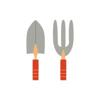 Gardening tools for working in the ground. Trowel and fork in a close up. illustration shovel and hoe vector