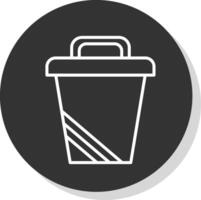 Trash Can Line Shadow Circle Icon Design vector