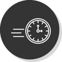 en hora línea sombra circulo icono diseño vector