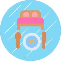 cama y desayuno plano circulo icono diseño vector