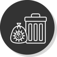 basura línea sombra circulo icono diseño vector