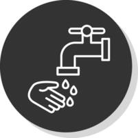 Washing Hands Line Shadow Circle Icon Design vector