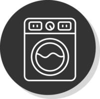 Washing Machine Line Shadow Circle Icon Design vector