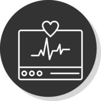 ECG Monitor Line Shadow Circle Icon Design vector