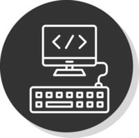 web programación línea sombra circulo icono diseño vector