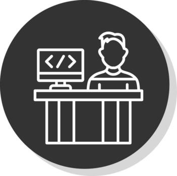 programador línea sombra circulo icono diseño vector
