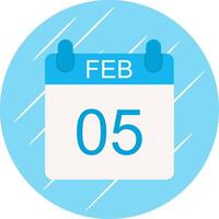 February Flat Circle Icon Design vector