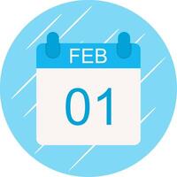 February Flat Circle Icon Design vector