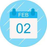 February Flat Circle Icon Design vector