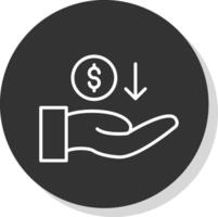 Recieve Money Line Shadow Circle Icon Design vector