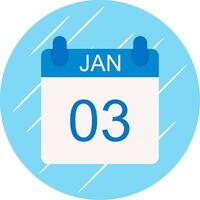 January Flat Circle Icon Design vector