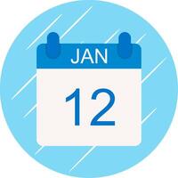 January Flat Circle Icon Design vector