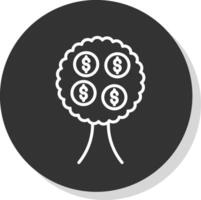 dinero árbol línea sombra circulo icono diseño vector