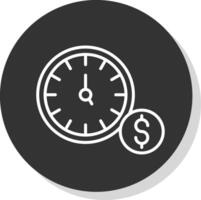 Time Is Money Line Shadow Circle Icon Design vector