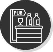 pub línea sombra circulo icono diseño vector