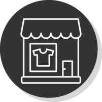 ropa tienda línea sombra circulo icono diseño vector