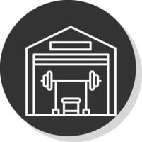 gimnasio línea sombra circulo icono diseño vector