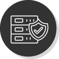 base de datos seguridad línea sombra circulo icono diseño vector