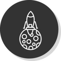 Moon Landing Line Shadow Circle Icon Design vector