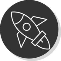 Rocket Line Shadow Circle Icon Design vector