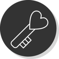 Love Key Line Shadow Circle Icon Design vector